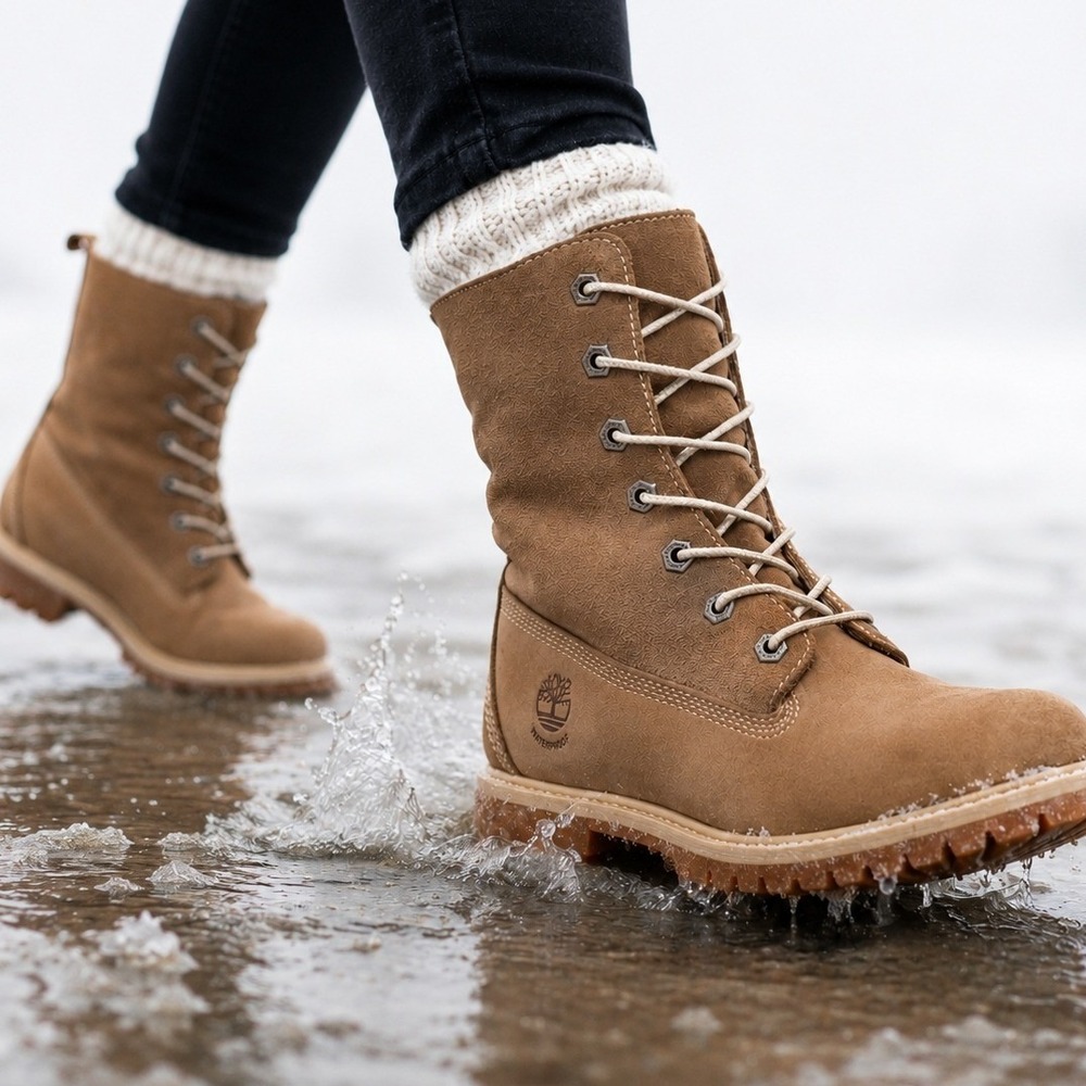 Timberland Authentics Teddy Fleece Boots Womens 8 Wheat Brown Waterproof 8330R